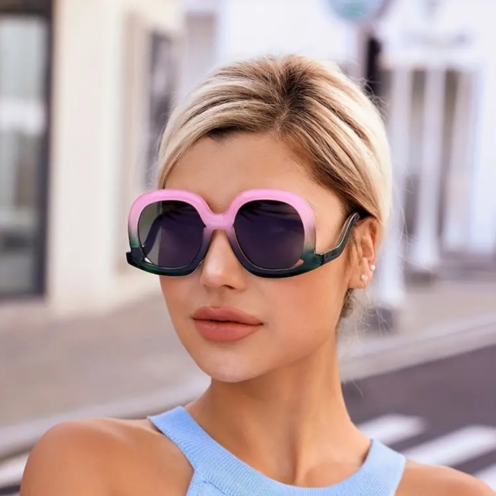 Oversized pink/green sunglasses